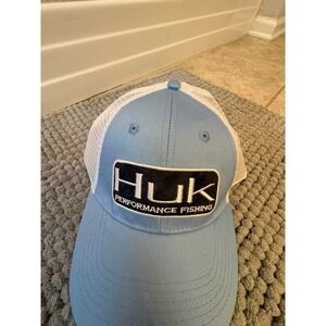 HUK Performance Fishing Kryptek Patch Trucker Hat Blue White Snapback NWT OSFM